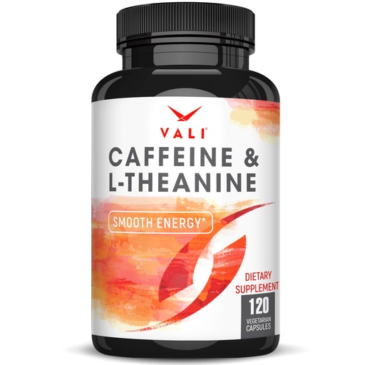 [BRSWGZQOOANA2DLZ] VALI Caffeine 50mg & L Theanine 100mg - Caffeine Pills & L-Theanine for Smart Smooth Energy & Focus Supplement. Nootropic Brain Booster Cognitive Support Stack & Focused Clarity. 120 Veggie Capsules