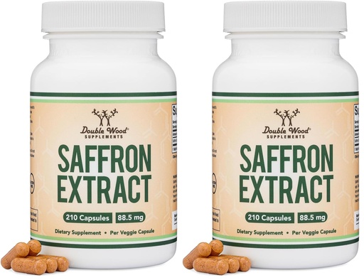 [BRSRGGQZC4DQ2YDD] Saffron Supplement for Focus - Saffron Extract 88.5mg Vegan Capsules (210 Count) – Supports Focus and Vision, Including Retina and Lens – Herbal Dietary Supplement by Double Wood (Pack of 2)