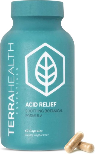 [BRSRMCAYC4HWC3Q3] Terra Health Essentials - Acid Relief ← Alivio de Reflujo de Ácido All-Natural, Heartburn, Suplemento de Indigestión TEN 30-Day Supply (60 cápsulas)