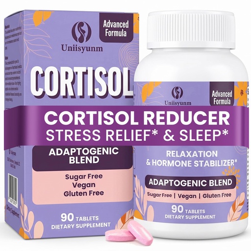 [BRSRYZQ3AB7RADLG] Cortisol Supplements for Women - 90 Tablets & Vegan, for Stress, Relaxation | 16-in-1 Cortisol Reducer, with Magnesium, Ashwagandha & L-Theanine, Cortisol Calm, Manager, Detox, Hormonal Balance for Women