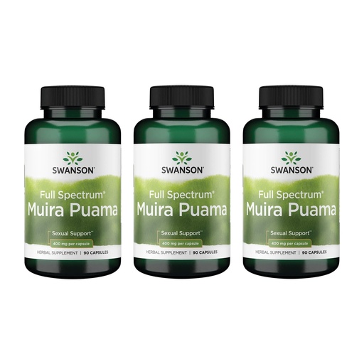 [BRSWKYALCUMAIHT6] Swanson Muira Puama Root Sexual Health Virility Libido Boost Support Men's Women's Supplement 400 mg 90 Capsules (3 Pack)