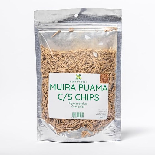 [BRSROAQ5PMPR433P] Herb To Body Muira Puama Cut & Sifted Chips - 4oz, Wildcrafted Ptychopetalum Olacoides, Loose Herbal Chips for Muira Puama Tea, Herbal Tea, Traditional Herbal Blends, and DIY Preparations