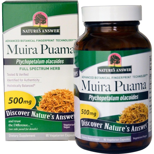 [BRSWIFALBUJQADD2] Nature's Answer, Muira Puama, 500 mg, 90 Vegetarian Capsules