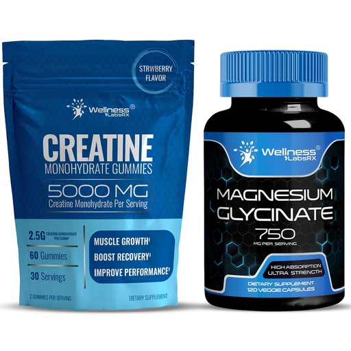 [BRSRAAYQOUPBED37] WELLNESS LABSRX Creatine Gummies with Magnesium Glycinate Capsules | Bundle