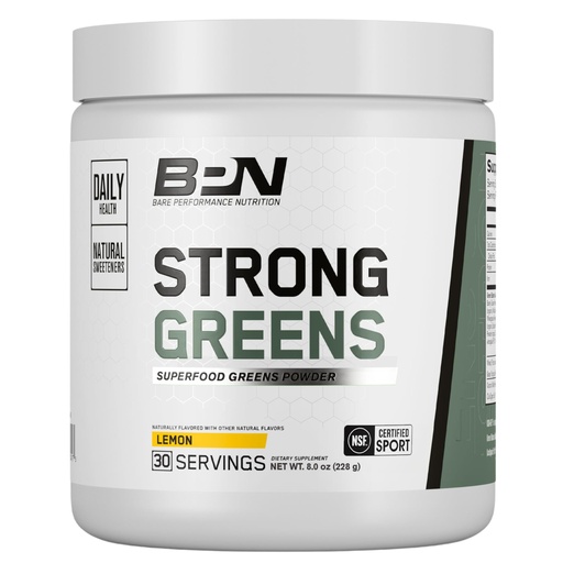 [BRSWG2QQDMOQY3TA] BARE PERFORMANCE NUTRITION, BPN Strong Greens Superfood Powder, Lemon, 30 Servings