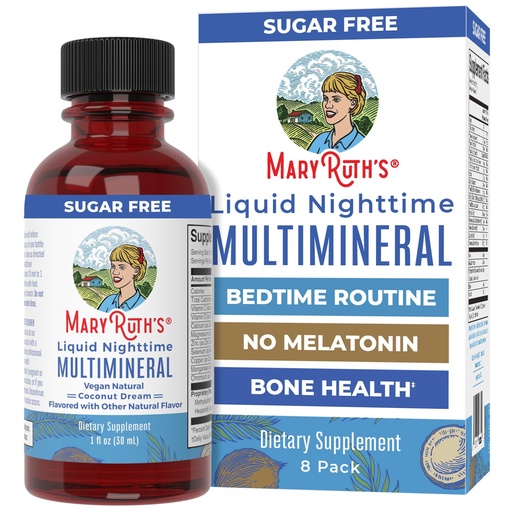 [BRSROCD5AUOWME3Z] MaryRuth's Liquid Nighttime Multimineral Travel Pack, 8 Pack | NO Melatonin, Magnesium Citrate, Calcium, Zinc, Vitamin D3