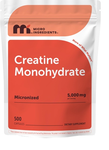[BRSRM233PNYAEFLU] Creatine Monohydrate 5,000mg, 500 Capsules | Pure Creatine Pills – Micronized + Unflavored Powder Source, Easy Absorption | Keto, Non-GMO