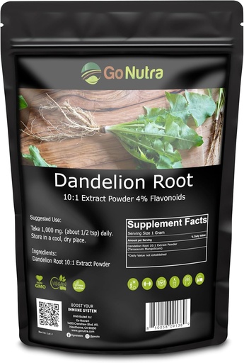 [BRSWGEDRDECGEAD4] Go Nutra Dandelion Root Powder for Tea, Coffee & Beverages | Concentrated 10:1 Dandelion Root Extract Powder, Caffeine Free | Antioxidants, Digestion & Immune System | Non-GMO, Vegan | 16 oz (1 lb)