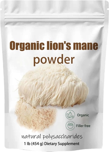 [BRSRAZQEOAMBGHTU] Organic Lion's Mane Mushroom Powder- Lions Mane Mushroom Supplement Extract Powder