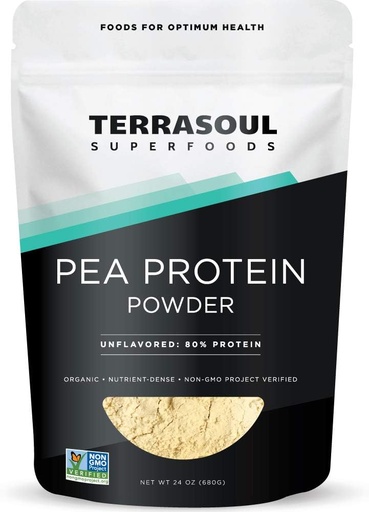 [BRSWYZL2PIARG2DP] Terrasoul Superfoods Organic Pea Protein, 1.5 Lbs - European Sourced | Unflavored | Smooth Texture