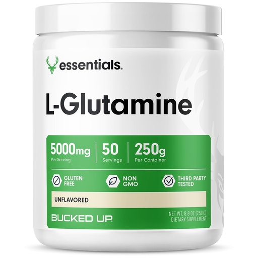 [BRSW2BQOPJ5W2HTJ] Bucked Up L-Glutamine (5000mg), Essentials (50 Servings, 250 Grams)