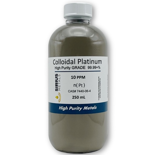 [BRSROC3YOYPAYAD7] True Colloidal Platinum – 10 ppm - 99.99+% Purity - 250 mL (8.45 Fl Oz) in Clear Glass Bottle - Made in USA