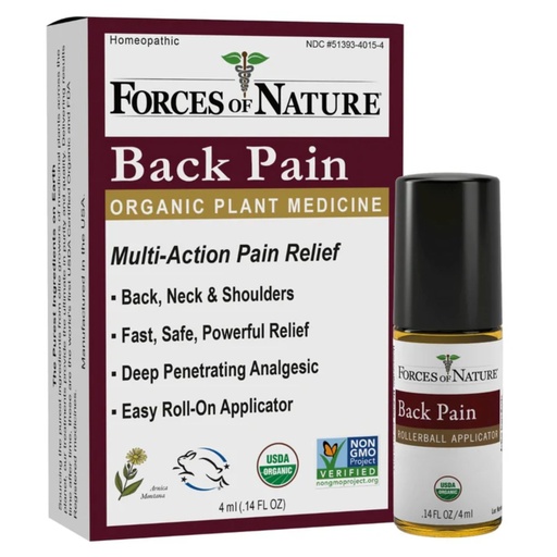 [BRSWYYI7DENGCCDV] Forces of Nature Natural, Organic Back Pain Relief, w/Arnica & St John's Wort, Fast Acting Anti-Inflammatory Topical Muscle Soother for Lower Back, Sciatica, Neck, Non-GMO, Cruelty-Free, 0.14 Fl Oz