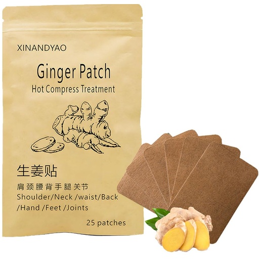 [BRSREFT6AQBWKC3J] 25 Count Ginger Self-Heating Patches | Long-Lasting Comfort for Back, Neck, Shoulders, Knees & Joints | 8-Hour Herbal Warming Pads (12x8cm)