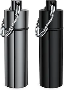 [BRSROZD5AB6WEF3O] Small Pill Box,(2 Pack) Keychain Pill Holder Portable Mini Travel Pill Container Metal Case Bottle with Keyring