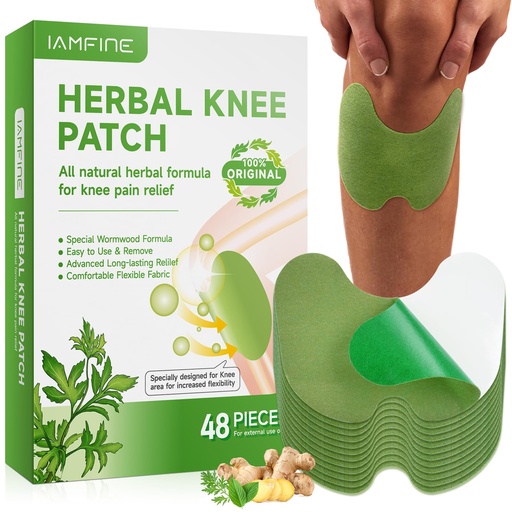 [BRSREEA6CANQEADV] 48Pcs Herbal Knee Patches, Wormwood Extract Sticker Heat Patches for Knee | Warming Herbal Plaster, 8 Hours Lasting, Extra Strength, Soothing Joint Discomfort for Knee, Back, Neck, Shoulder