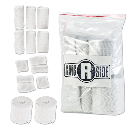 [BRSWIZAKCV7B2GTI] Ringside Gauze Kit, White | Pre-measured cotton gauze kit featuring 14 pre-rolled units. Provides the exact amount needed to wrap one pair of hands.