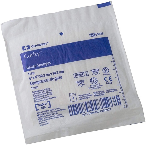[BRSWGEL3PMIQOELL] Health Care Logistics 3033 Curity Gauze Sponge, Sterile 2's in Peel-Back Package, 4" x 4", 12-ply (Pack of 50)