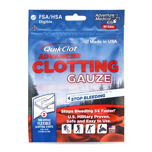 [BRSWIGQDC4AWCFI7] QuikClot Kaolin Clotting Gauze 2', 2 Pack | Stops Bleeding Up to 5X Faster Than Standard Gauze with Kaolin Hemostatic Technology Trusted by Medical Professionals