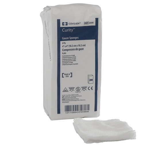 [BRSWIHLQDMGBA3IV] Covidien 2556 Curity Gauze Sponge, Non-Sterile, 8-Ply, 4" x 4" Size, Pack of 200