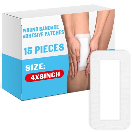 [BRSW2FQZB4IRUFLL] 15 Pcs 4x8 Bordered Gauze Pad Aseptic Island Dressing with Adhesive Border | Non Stick Center for Injuries, Breathable Post Shower, Sterile Individually Wrapped, Bandage for Wound Care First Aid