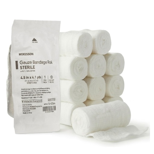[BRSREHQ2CF7BUEY2] McKesson Sterile Gauze Roll Bandages, 4.5 in x 4.1 yd | Bandage Wrap Vet Wrap
