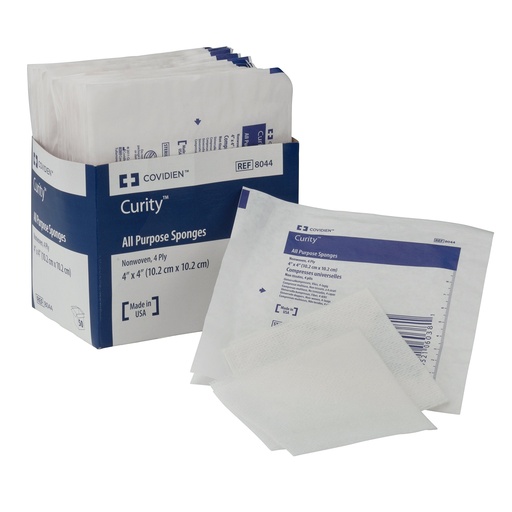 [BRSWIGD5DMMACFTU] Covidien 8044 Curity Non-Woven All-Purpose Sponge, Sterile 2's in Peel-Back Package, 4" x 4", 4-ply (Pack of 50) | 4-Ply Gauze Dressing