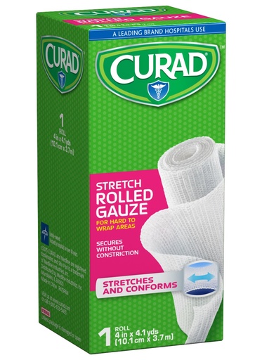 [BRSWIYYCDINQAEDK] CURAD Cotton Stretch Gauze Bandage Roll, 4-Inch x 4.1-Yard Roll, Box of 1