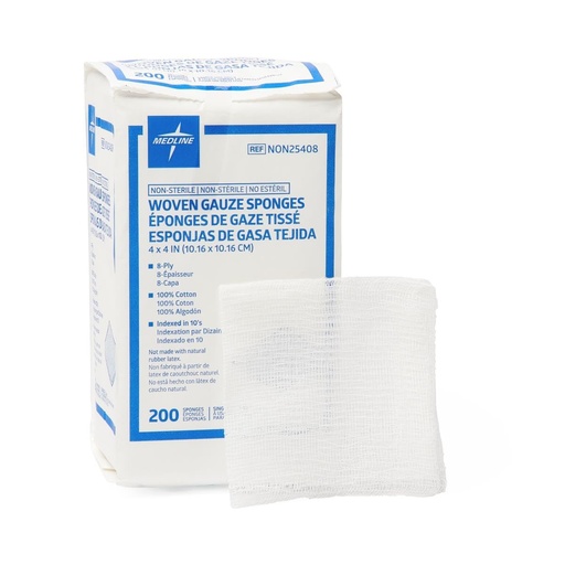 [BRSWIZD3O57A2HD6] Medline Gauze S Ponge 8 Ply Woven Non-Sterile, 4 Inch x 4 Inch, 200 Count