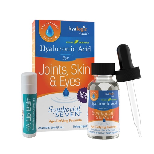 [BRSWYGA5CMBRAG36] Hyalogic Synthovial Seven HA Supplement & Lip Balm Bundle, 1oz | Joint & Skin Support Plus Daily Lip Care Vegan-Friendly Formula, High Molecular Weight