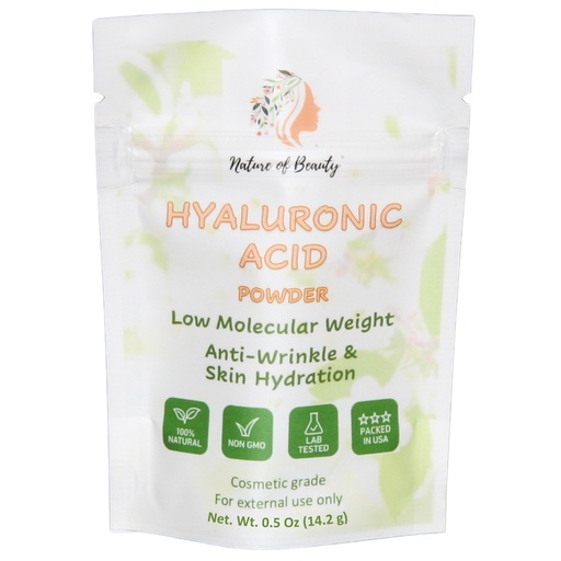 [BRSREZ35A4CWMD3O] Hyaluronic Acid Powder, Low Molecular Weight (LMW) Anti-Wrinkle Hyaluronic Powder, For Face Serum Or Lotion, 100% Natural, USA Made, 0.5 Oz (14.2g)