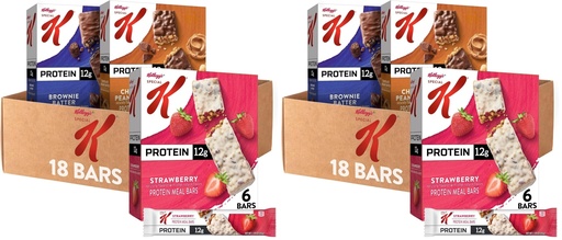 [BRSRGGQNO4HWEE32] Special K Bar Protein Meal Bars,Meal Replacement,Bulk Protein Snacks,Variety Package,18 Count (Pack of 2)