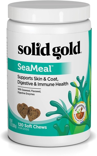 [BRSWGZYYA4PAYYA2] Solid Gold Cat & Dog Multivitamin Chews - Kelp, Omega 3 & Vitamin for Dental, Digeptical, Ammune, Skin & Coat Health - Multi Vitamin for Dogs & Cats - Sea Kelp Based Soft Chew for All Ages - 120ct