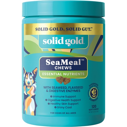 [BRSWGZYYA4PAYYA2] Solid Gold Cat & Dog Multivitamin Chews - Kelp, Omega 3 & Vitamins for Dental, Digestive, Immune, Skin & Coat Health - Multi Vitamin for Dogs & Cats - Sea Kelp Based Soft Chew for All Ages - 120ct