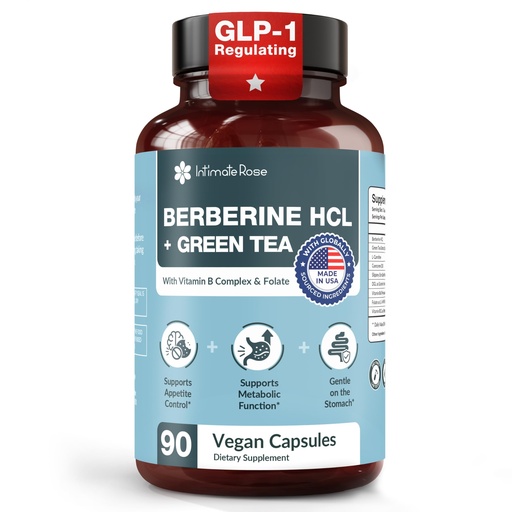 [BRSRE2YPC55GO3LZ] Natural Weight Management with Berberine HCL & Green Tea Extract – Appetite & Craving Control – Metabolism Booster – 90 Capsules
