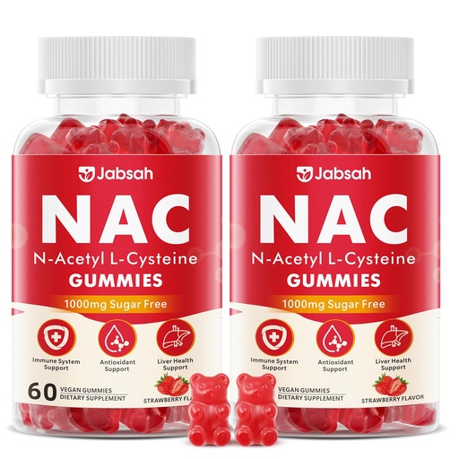 [BRSRYYL7A5YWOH34] NAC Supplement for Kids & Adults, Nac Gummies 1000mg N Acetyl Cysteine Supplement with Selenium, Support Antioxidants, Lung & Liver Health & Immune System, Sugar-Free, Strawberry Flavor, 120 Count