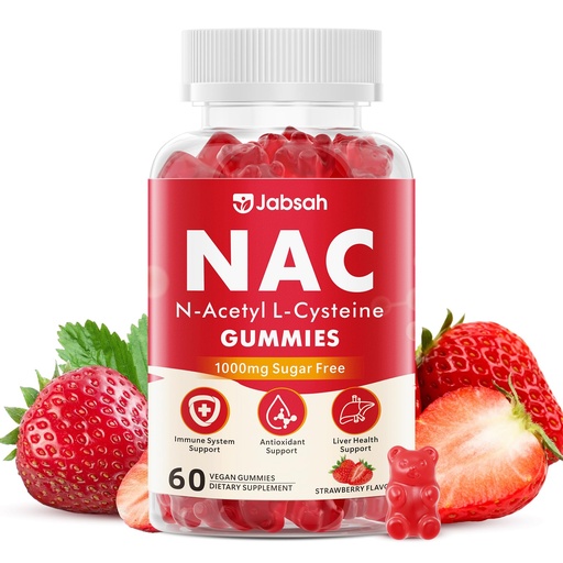 [BRSRYYL7O4OWAE37] NAC Supplement for Kids & Adults, Nac Gummies 1000mg N Acetyl Cysteine Supplement with Selenium, Support Antioxidants, Lung & Liver Health & Immune System, Sugar-Free, Strawberry Flavor, 60 Count