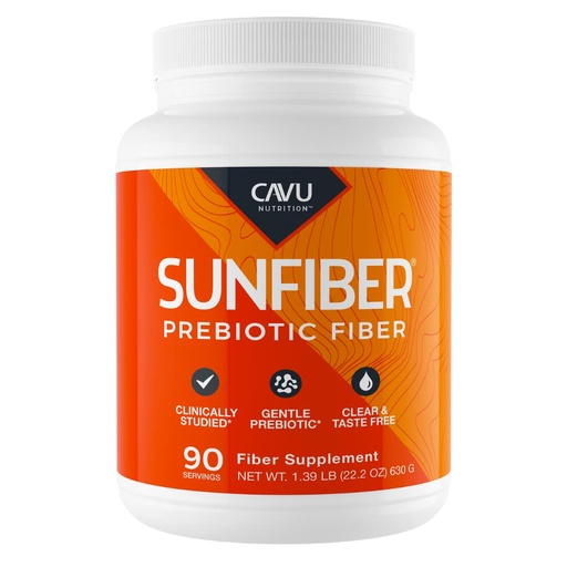 [BRSW2BT6CR7R6CDP] CAVU Sunfiber Soluble Prebiotic Fiber, Tasteless, Low-FODMAP, 90 Servings | 90-serving value size; tasteless soluble guar fiber; low-FODMAP; daily gut & digestive support.