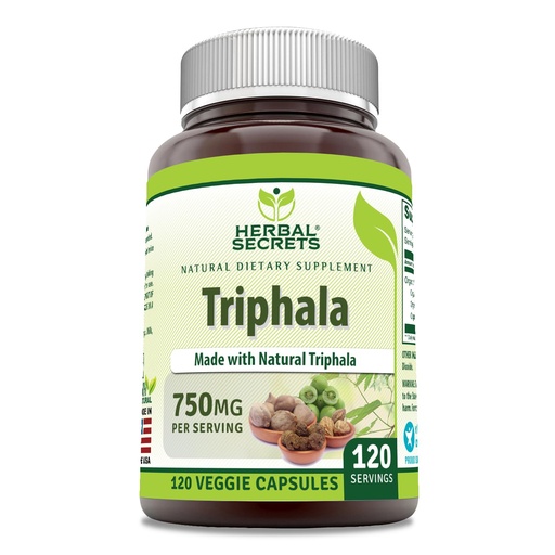 [BRSRO2QYBABAOCD4] Herbal Secrets Triphala Supplement | Made with Natural Triphala | 750 Mg | 120 Veggie Capsules | Non-GMO | Gluten Free | Made in USA