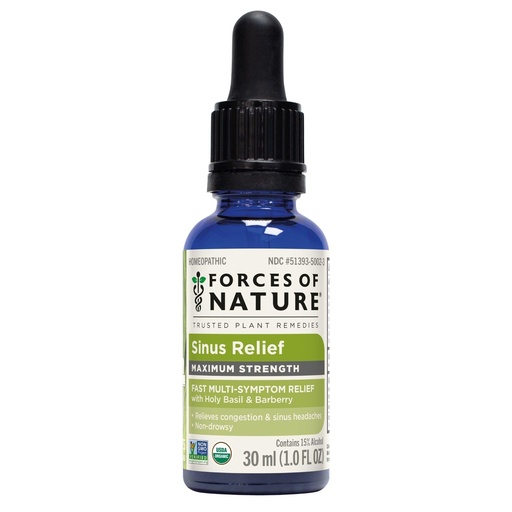 [BRSREYL6O4BAIAY6] Forces of Nature Sinus Relief Nasal Decongestant, Organic Maximum Strength Homeopathic Medicine, Immune Support & Relief from Congestion, Sinus Pressure, Sneezing, Runny Nose, Non-Drowsy, 1 FL OZ