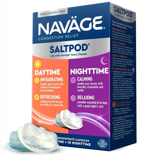 [BRSREGIZDIPBOGYU] Navage® SaltPods Refills, Daytime & Nighttime, 30-Pack (15 Each Variety) | Around-the-Clock Relief: 15 Daytime and 15 Nighttime Pods for Morning and Night Congestion Relief