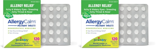 [BRSRGGQKA4PGCCLL] Boiron AllergyCalm Tablets for Relief from Allergy and Hay Fever Symptoms of Sneezing,Runny Nose,and Itchy Eyes or Throat -,120 Count (Pack of 2)