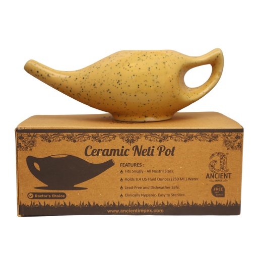 [BRSWGBAQCIMGKG3Z] ANCIENT IMPEX Ceramic Neti Pot (Freckle Orange, 250 ml) with 5 Neti Salt Sachets – Natural Nasal Cleansing, Sinus & Congestion Relief | Ayurvedic Neti Pot