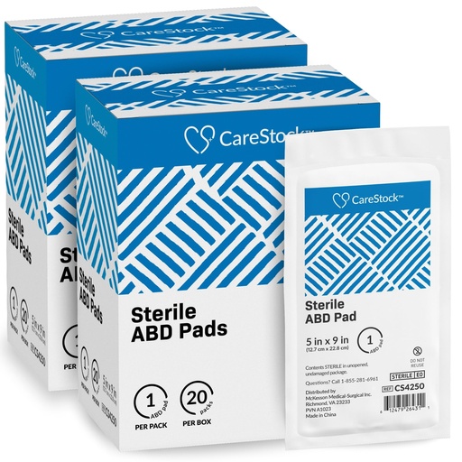 [BRSRA2T4AECAIAL7] CareStock Abdominal Pads 40- Sterile ABD Pads, 5 x 9 in, 40 Pack, 20 ct | Extra Absorbent, Individually Wrapped, Wound Care First Aid, Individually Packed