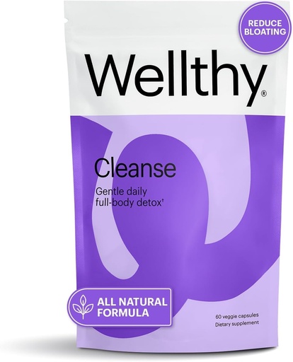 [BRSWGADYC4PAOET4] Wellthy Full Body Detox and Immune Support - Advanced Digestive Health, Gut Cleanse and Bloating Relief - All Natural Formula with Milk Thistle, Dandelion Extract and L-Carnitine | 30-Day Supply