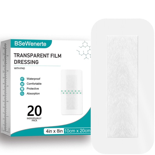 [BRSRGYY3OQGR43T7] Transparent Film Dressing with Pad Waterproof Clear Bandages | for Tattoo Aftercare Bandage,Scar Therapy,Wound Care 4x8 inch 20 Packs