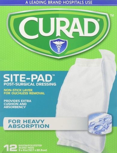 [BRSWKGYIBIFRKGTY] Curad Sitepad Surgical Dressings 5 Inches X 9 Inches 12 Each (Pack of 3)