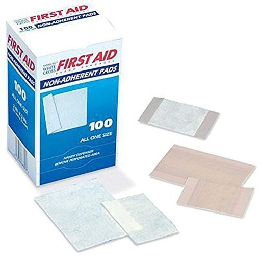 [BRSWGEAQAR7G23TU] Economy Non-Adherent Pads, 3" x 4", Box of 100, Sterile Pads Protect Healing Wounds, Wound Care Supplies for Clinics, Training Rooms, At Home, Non-Stick Pads Aid Air Circulation, First Aid