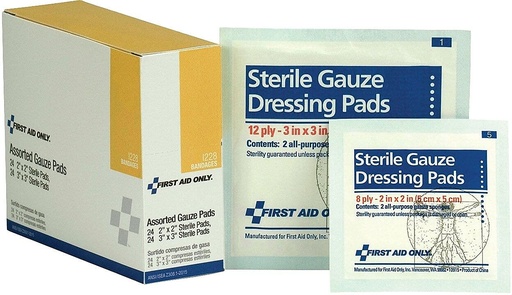 [BRSWIZYBCIHGYYDI] First Aid Only Dressing Pad, Gauze 2" & 3" - 48 Per Box