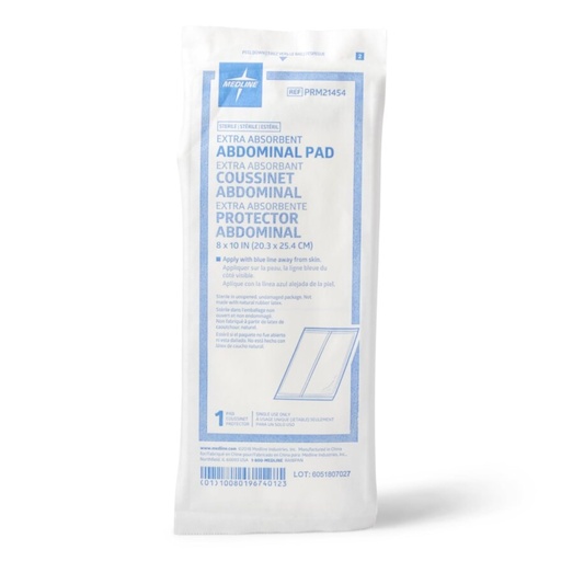 [BRSWIYAGBICQ4D3I] Medline Essentials Sterile Abdominal Pad - Single ABD Pad for Heavy Drainage Wounds - Highly Absorbent Cellulose Core - Sealed Edges - 1 Count